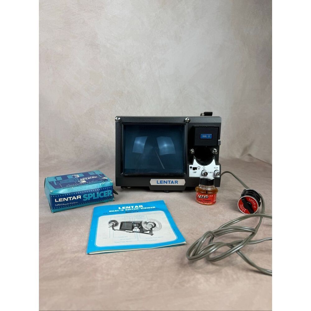 Vintage Lentar Model 371-D 8mm Dual Editor Viewer + Splicer & Extras UNTESTED